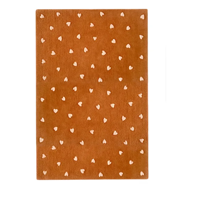 Tapis Cœurs en laine | Marron