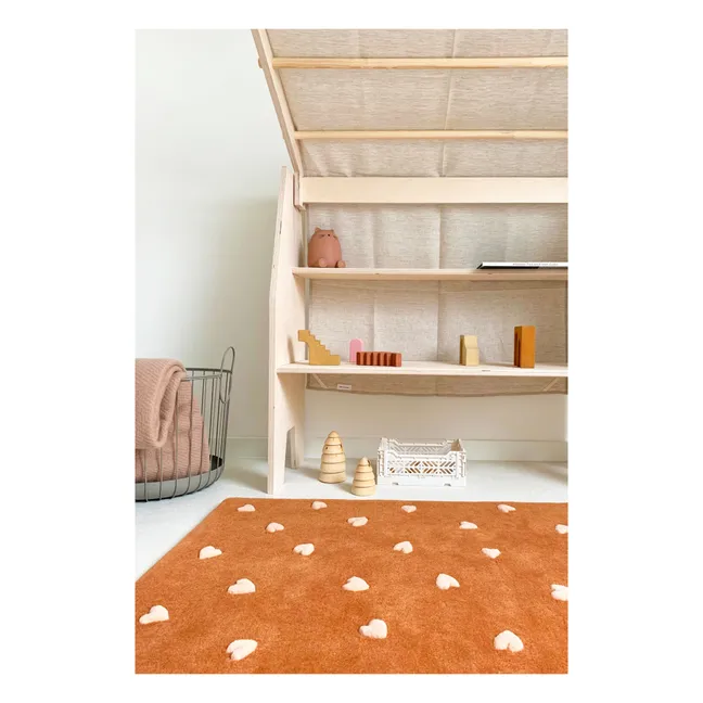 Tapis Cœurs en laine | Marron