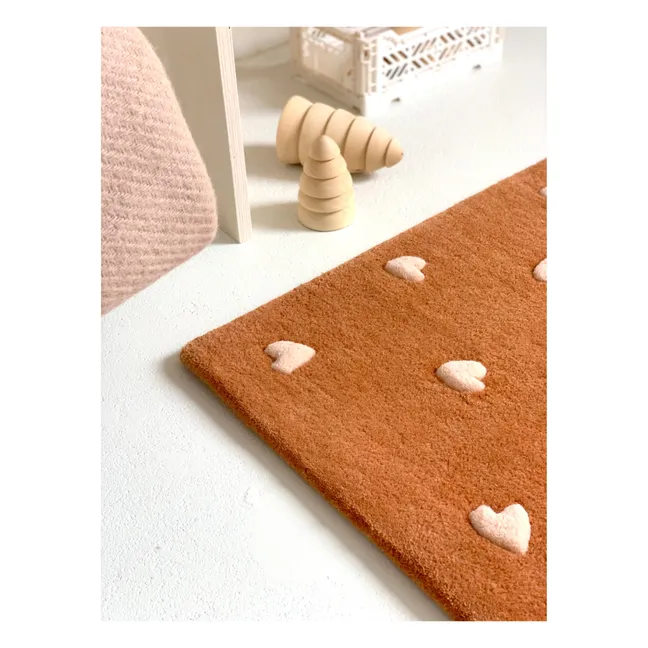 Tapis Cœurs en laine | Marron