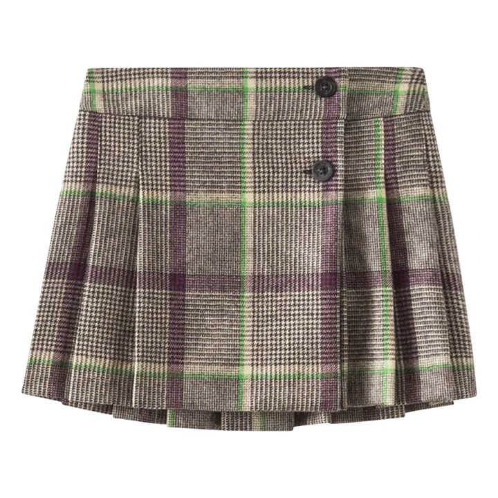 Talissa Checked Woollen Skirt | Grey- Product image n°0