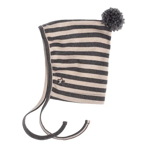Tocoto Vintage Ecru Striped Organic Cotton Bonnet