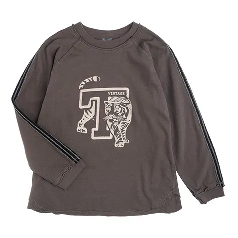 Tocoto Vintage Dark Grey Tiger Organic Cotton T-Shirt