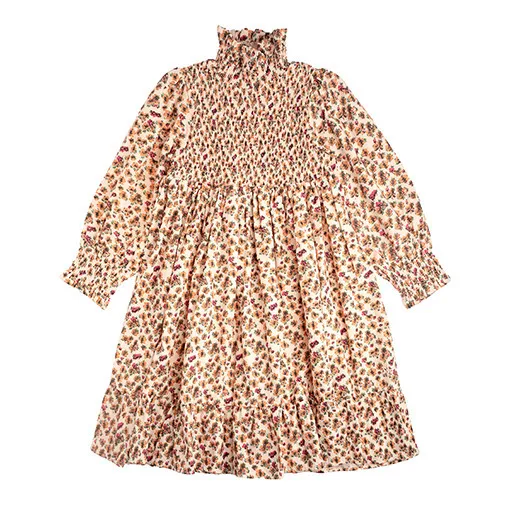 Kleid Bio-Baumwolle mit Blumenmuster | Apricot- Produktbild Nr. 0