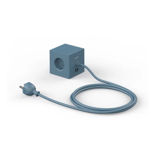 Rallonge Square 1 avec prise USB | Bleu
