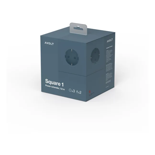 Prolunga, modello: Square 1, con presa USB | Blu