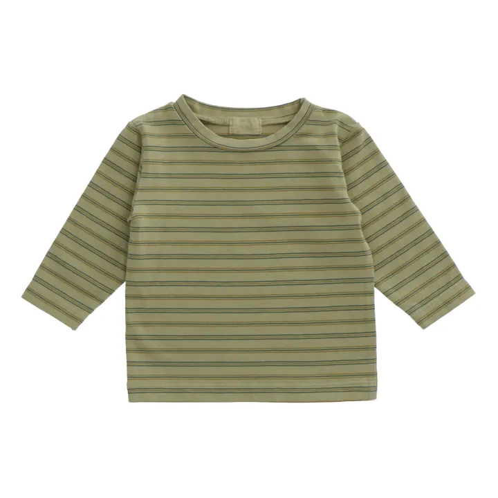 Tylus Organic Cotton Striped T-shirt | Khaki- Product image n°0