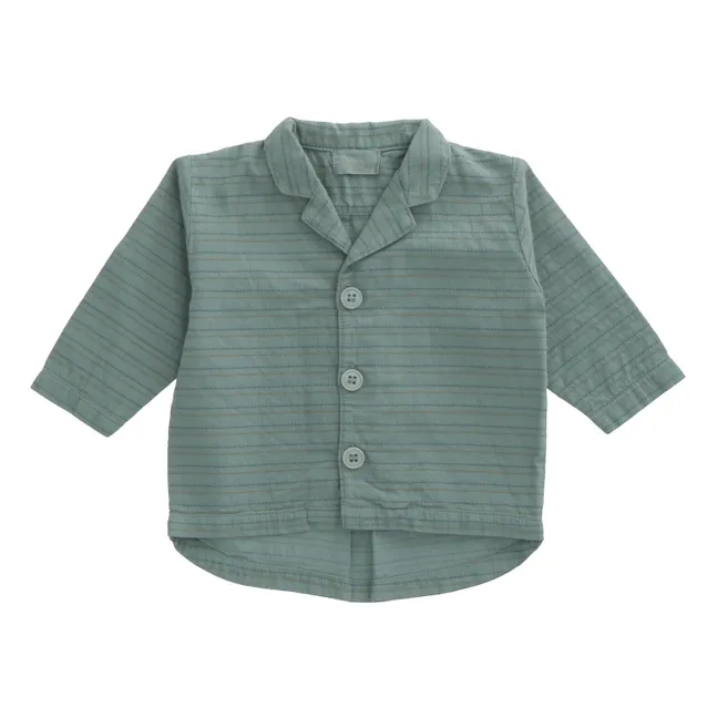 Camicia in cotone bio, a righe, modello: Hundo | Blu celadon