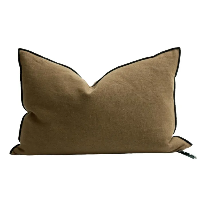 Kissen Vice Versa Black Line aus Leinen stone washed | Bronze- Produktbild Nr. 0