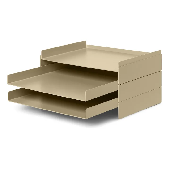 Organiseur de bureau en métal  | Beige- Image produit n°0