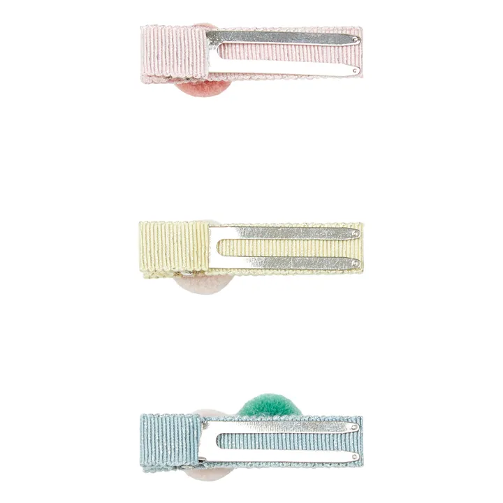 Set of 3 Pompom Hair Clips | Multicoloured- Product image n°1