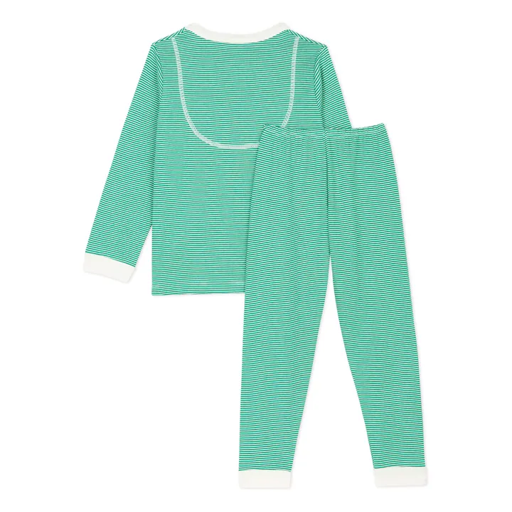 Tristan Organic Cotton Striped Pyjama Set | Green- Product image n°3