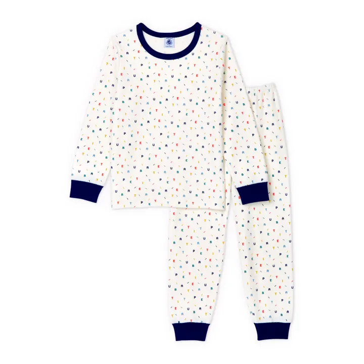 Conjunto de pijama de terciopelo y algodón orgánico Try | Blanco- Imagen del producto n°0