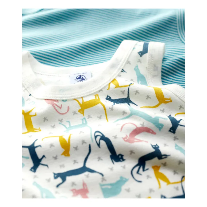 Lote de 2 camisetas de tirantes estampadas de gatos | Azul- Imagen del producto n°2