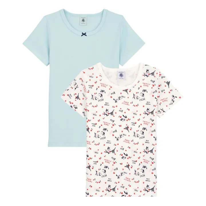 Lotto di 2 t-shirt, modello: Back To School in Paris, in cotone bio | Rosso- Immagine del prodotto n°0