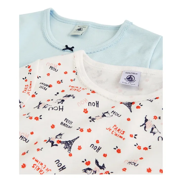 Lotto di 2 t-shirt, modello: Back To School in Paris, in cotone bio | Rosso- Immagine del prodotto n°1