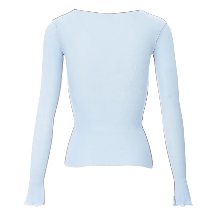 Camiseta de mangas largas de algodón orgánico acanalado Vein | Azul Cielo- Imagen del producto n°3