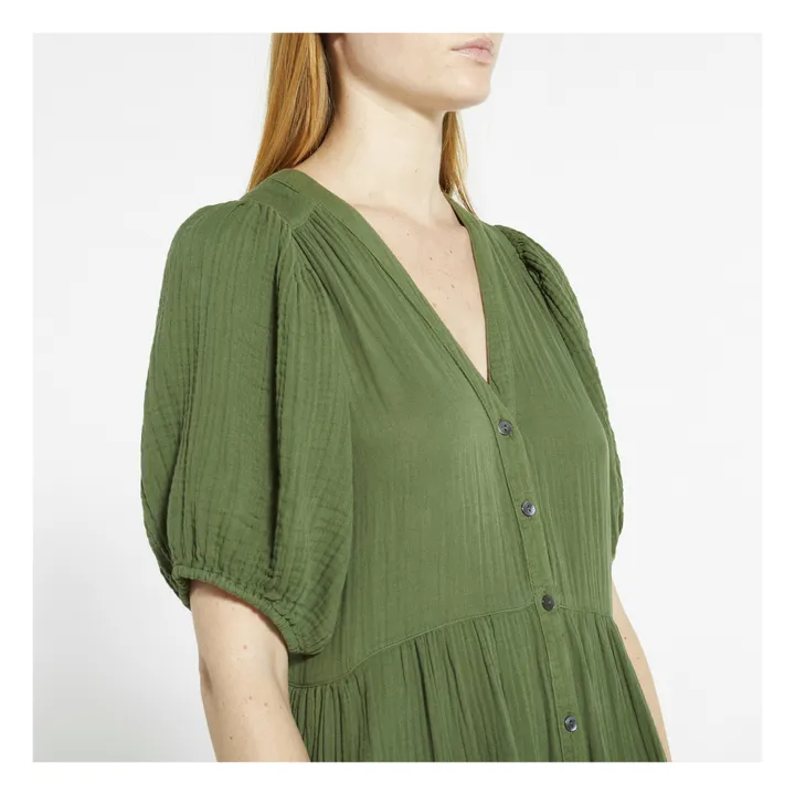 Kleid Lennox Gaze aus Baumwolle | Khaki- Produktbild Nr. 4