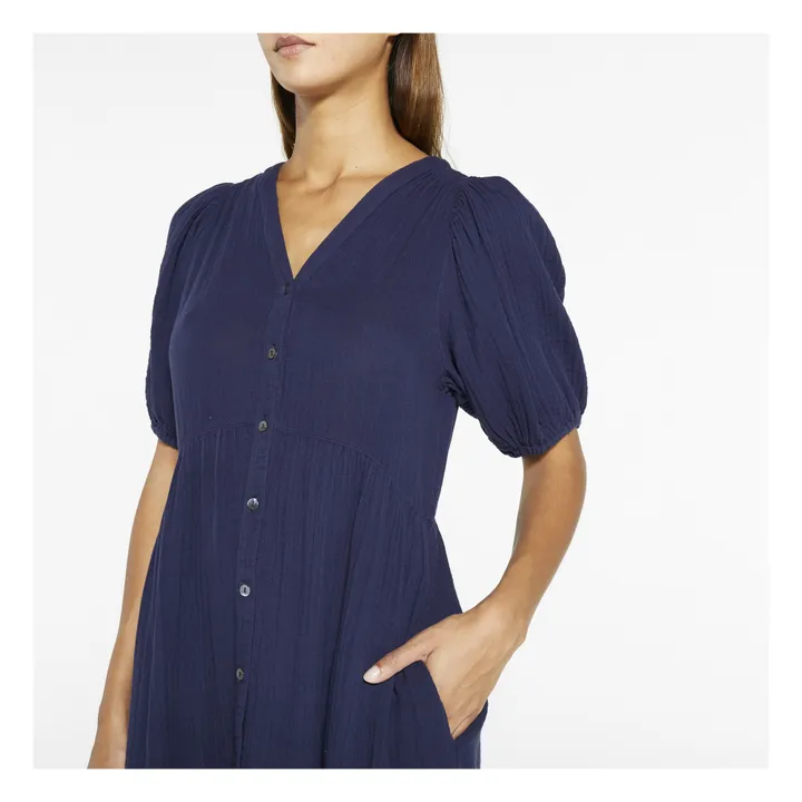 Vestito Lennox garza di cotone | Blu marino- Immagine del prodotto n°3