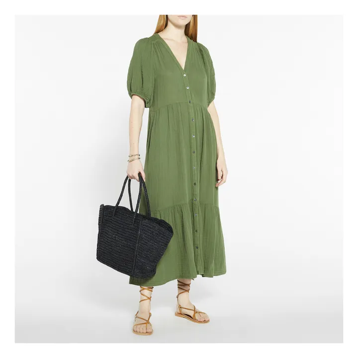 Kleid Lennox Gaze aus Baumwolle | Khaki- Produktbild Nr. 1