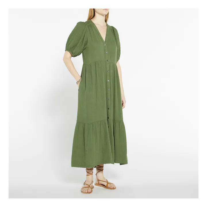 Kleid Lennox Gaze aus Baumwolle | Khaki- Produktbild Nr. 2