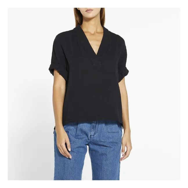 Top Avery Gaze de Coton | Noir
