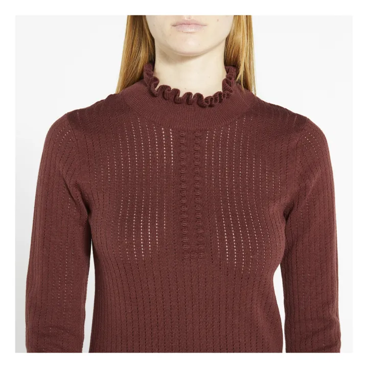 Jersey de lana Pointelle | Burdeos- Imagen del producto n°2
