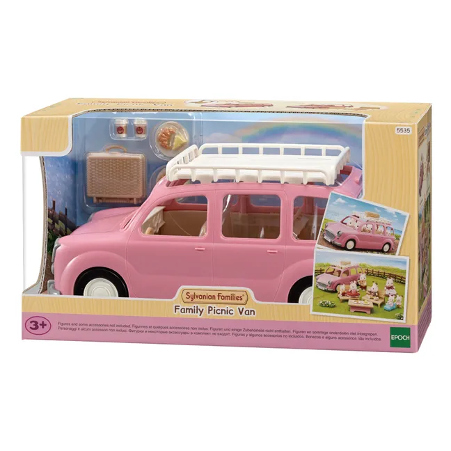Il minivan rosa e il set da picnic