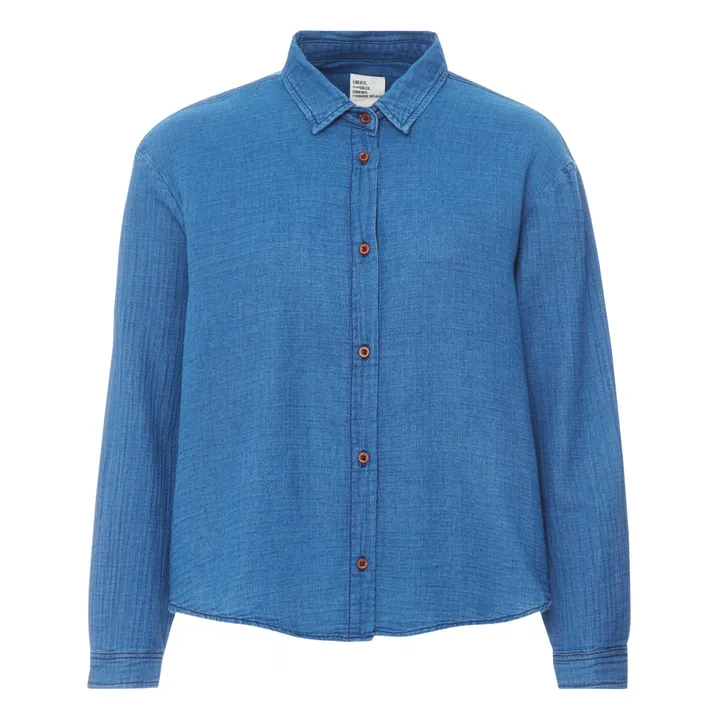 Camisa de gasa de algodón Daisy | Azul índigo- Imagen del producto n°0