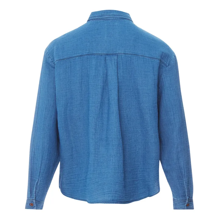 Camisa de gasa de algodón Daisy | Azul índigo- Imagen del producto n°4