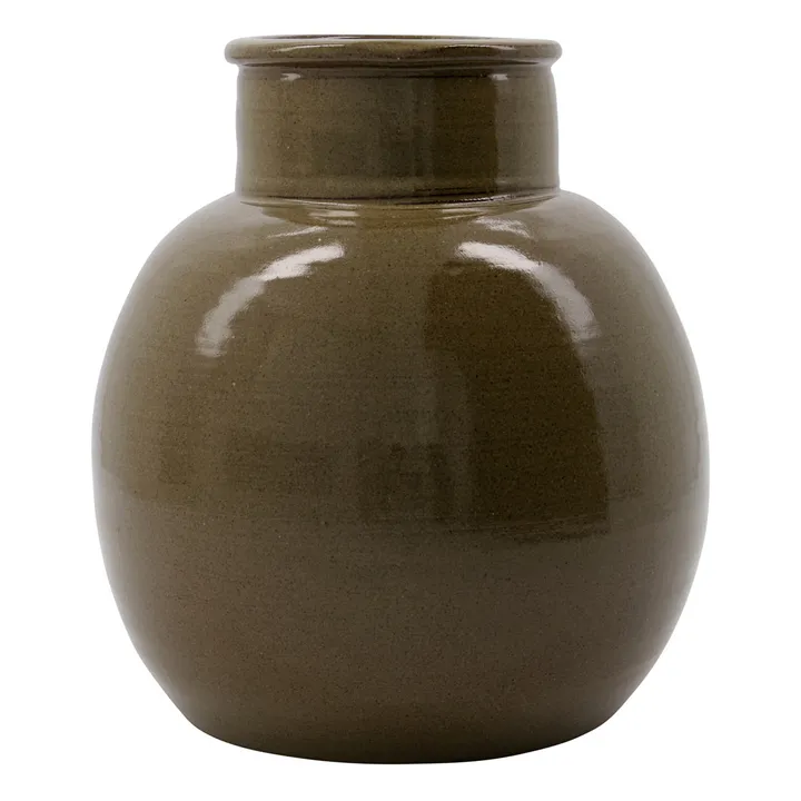 Vase Aju aus Steingut | Grün- Produktbild Nr. 0