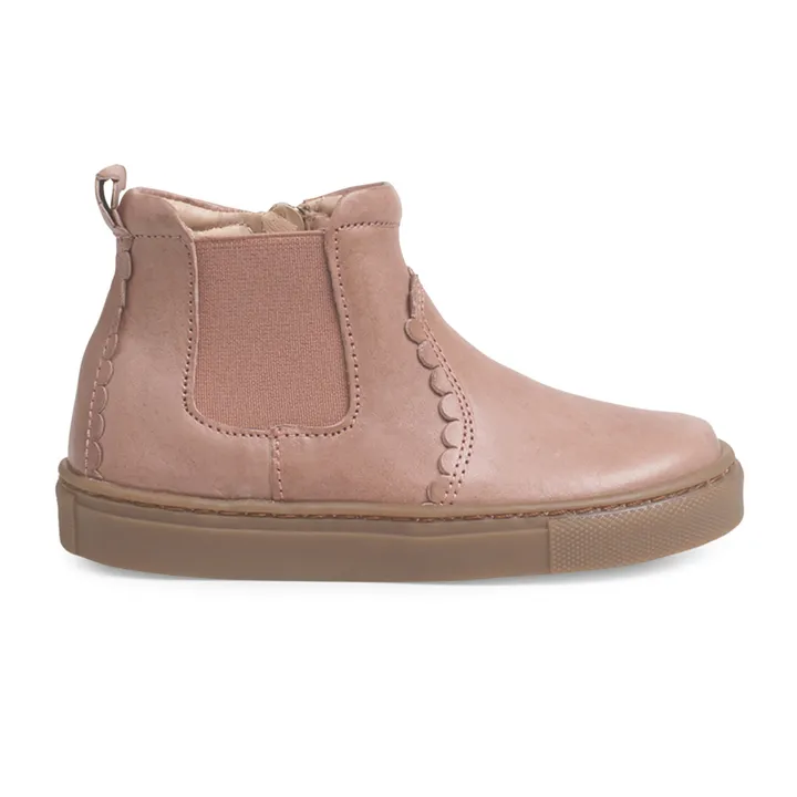 Scallop Zip Chelsea Boots | Dusty Pink- Product image n°0