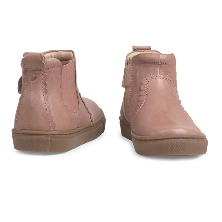 Scallop Zip Chelsea Boots | Dusty Pink- Product image n°1