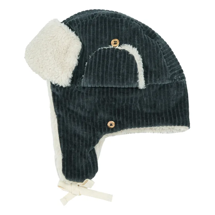 Fleece-Lined Organic Cotton Velvet Hat | Charcoal grey- Product image n°2