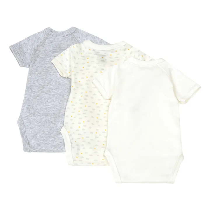 Set of 3 Organic Cotton Tusique Crossover Babygrows | Grey- Product image n°2