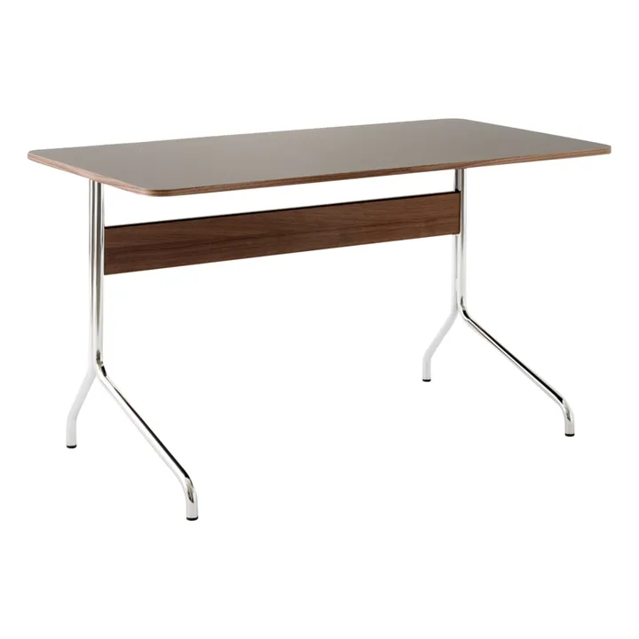 Pavilion AV16 Desk, Chrome Base | Walnut- Product image n°0