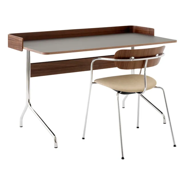 Scrivania Pavilion AV17, base cromata | Marrone
