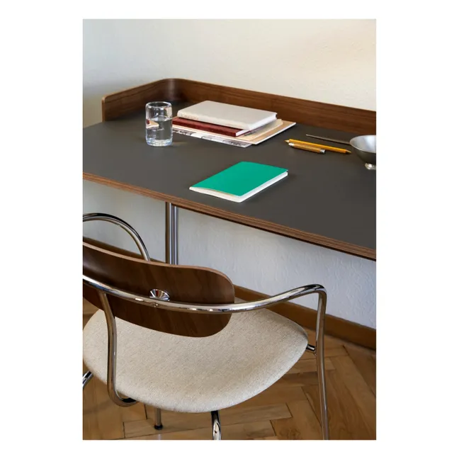 Scrivania Pavilion AV17, base cromata | Marrone