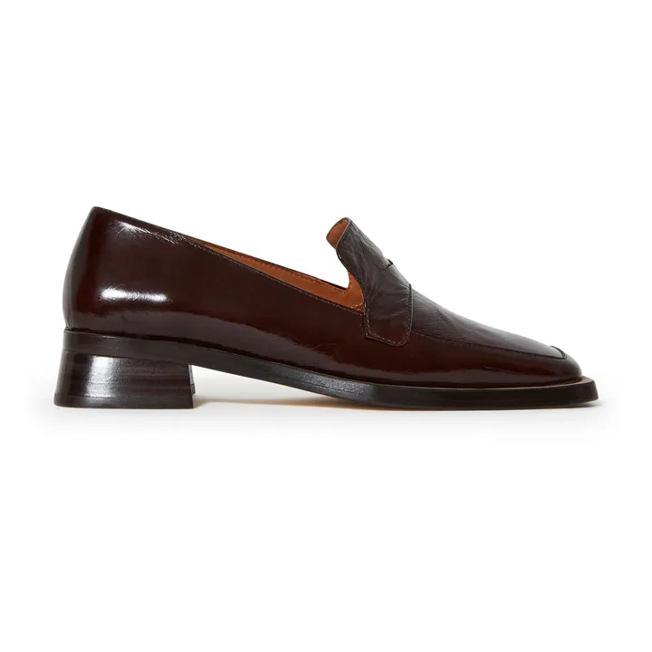 Crimson Crackled Leather Loafers | Brown- Product image n°0
