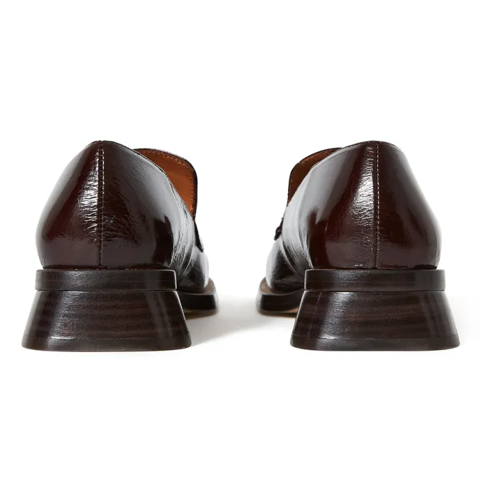 Crimson Crackled Leather Loafers | Brown- Product image n°4