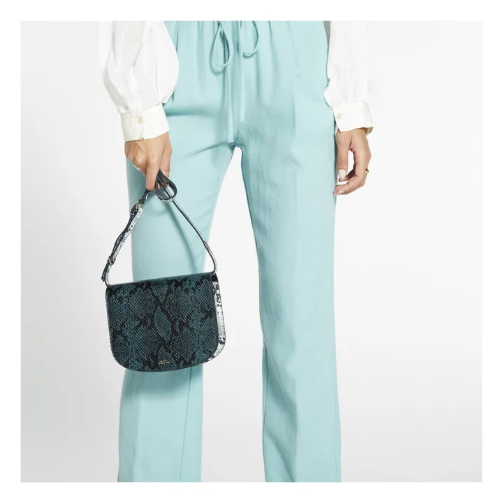 Dina Embossed Leather Python Bag  | Blue- Product image n°2