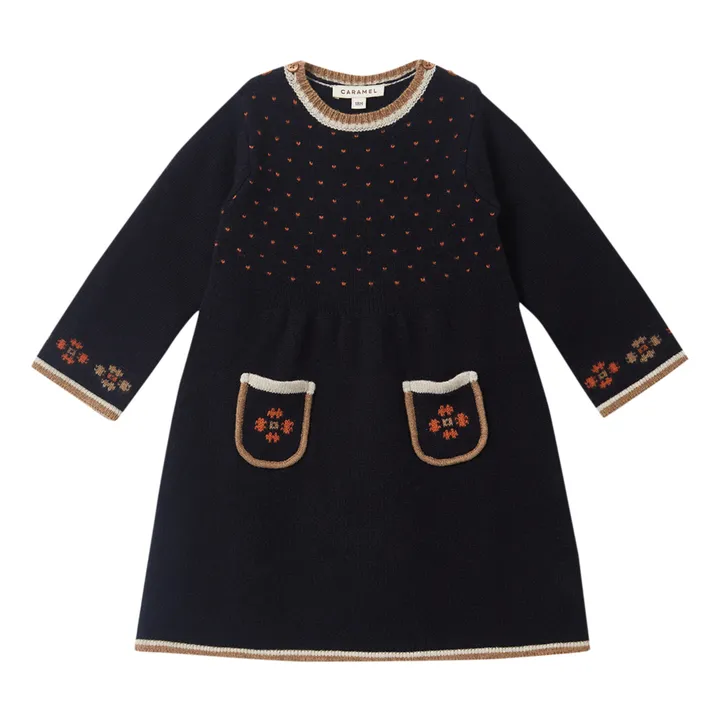 Caramel - Elara Baby Merino Dress - Midnight blue | Smallable 