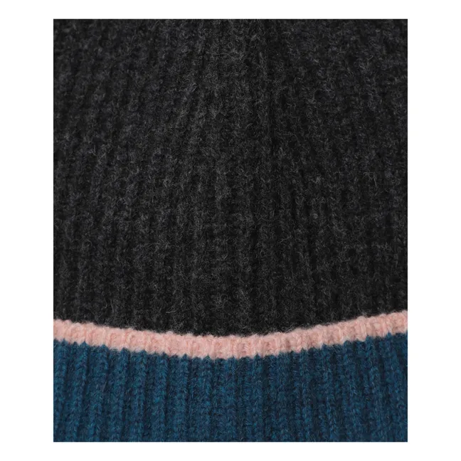 Berrettino in lana merino, Bicolore, modello: Jeter | Grigio antracite