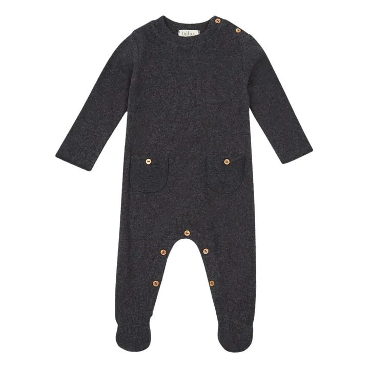 Soft Recycled Cotton Footed Jumpsuit | Charcoal grey- Product image n°0