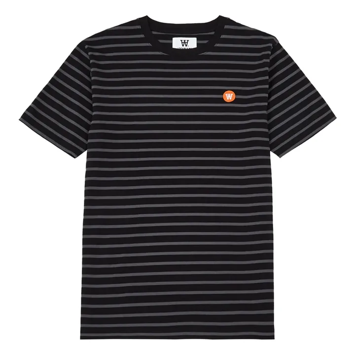 Ace Organic Cotton Striped T-shirt - Adult Collection  | Black- Product image n°0