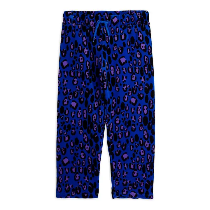 Organic Cotton Leopard Print Trousers | Blue- Product image n°0