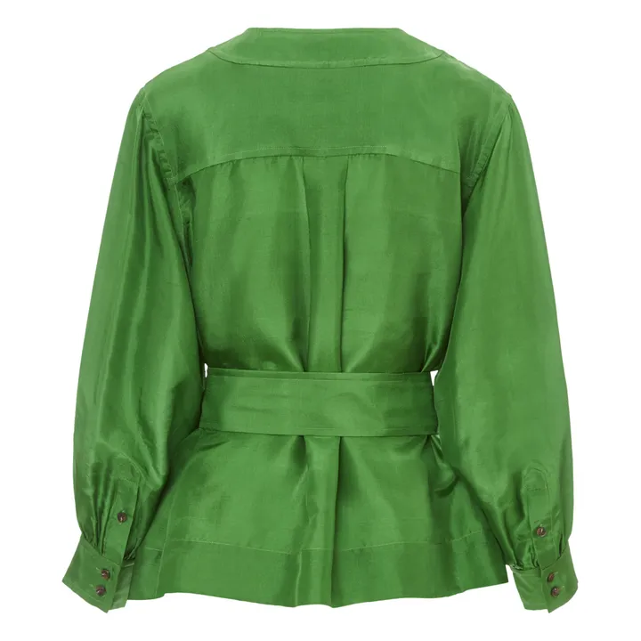 Camicetta con cintura, modello: Ondine, in seta | Verde- Immagine del prodotto n°3