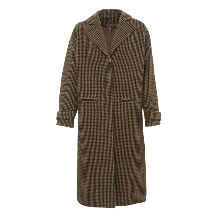 Oscar Double-Sided Houndstooth Wool Coat | Brown- Product image n°0