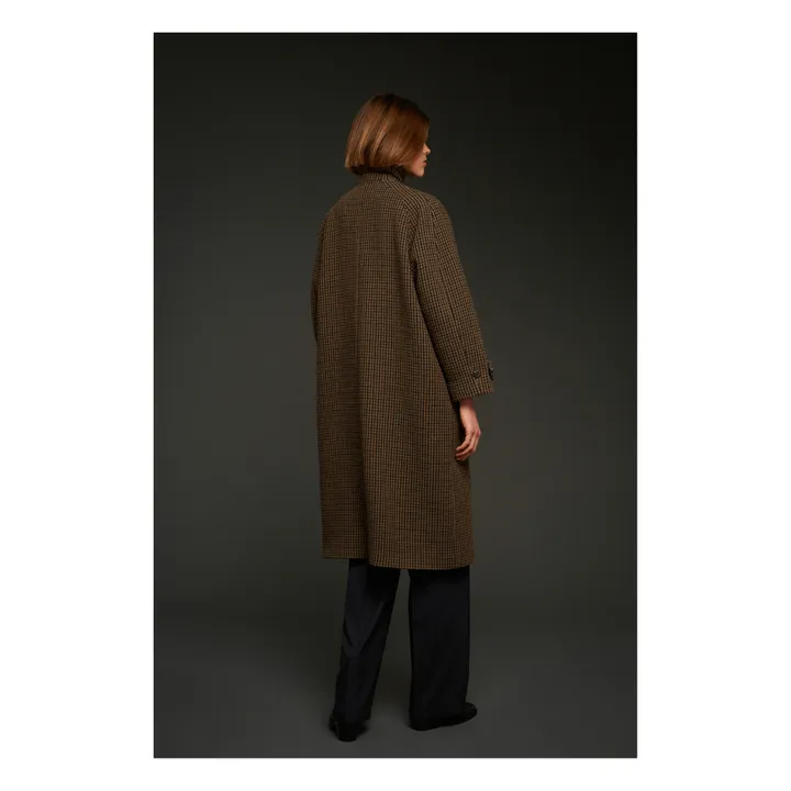 Oscar Double-Sided Houndstooth Wool Coat | Brown- Product image n°2