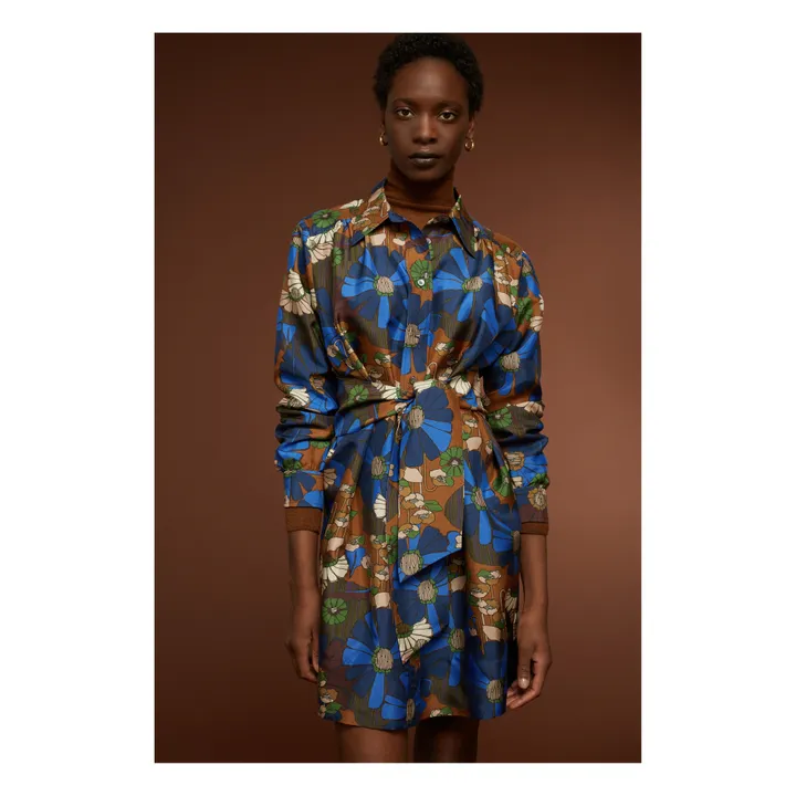Robe Ombeline Fifties Soie | Bleu- Image produit n°1