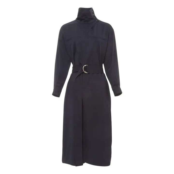 Olive Wool Gabardine Dress | Navy blue- Product image n°0